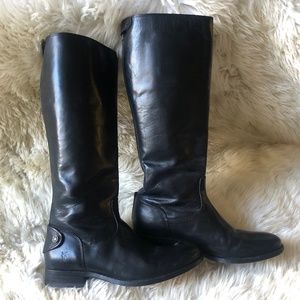 Frye Melissa Button Back Zip Black Leather Boots